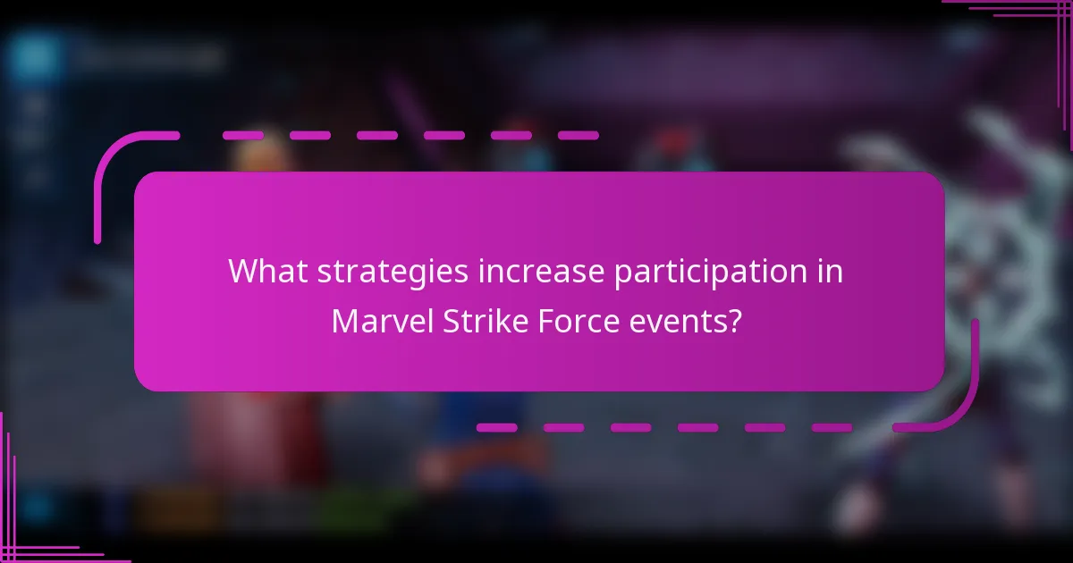 What strategies increase participation in Marvel Strike Force events?